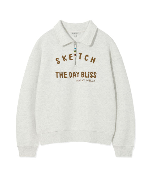 Women's Lettering Cara Half Zip-Up Oatmeal