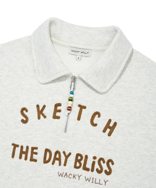 Women's Lettering Cara Half Zip-Up Oatmeal