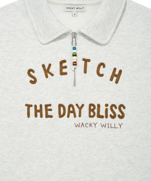 Women's Lettering Cara Half Zip-Up Oatmeal