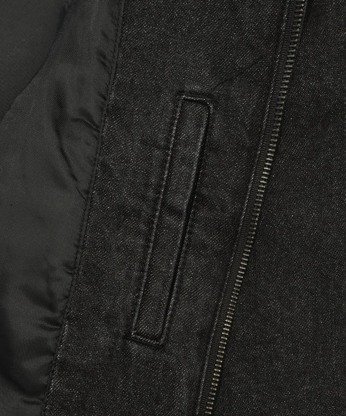 Women's Collar Color Blue Bell Denim Jacket Black