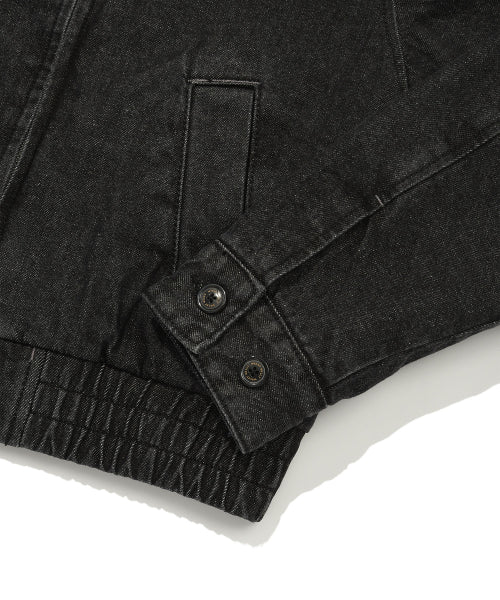 Women's Collar Color Blue Bell Denim Jacket Black