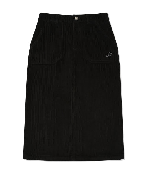 [25FW] Women's Corduroy Long Skirt Black
