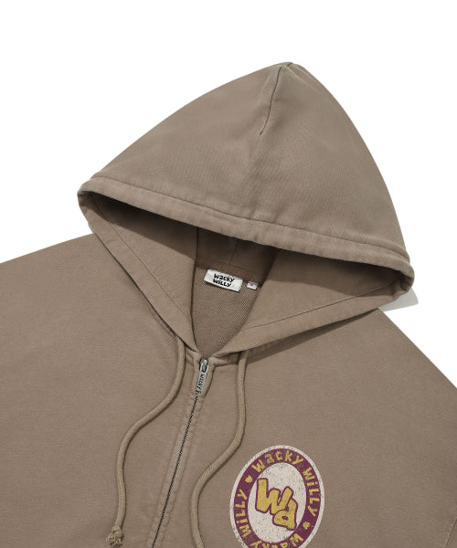 Kiki Triple Dying Hooded Zip-Up Khaki