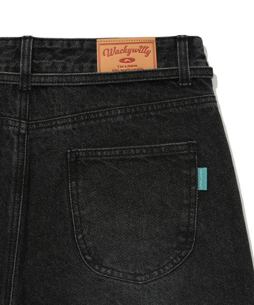 Women's Pigment Pintuck Belted Denim Pants Black