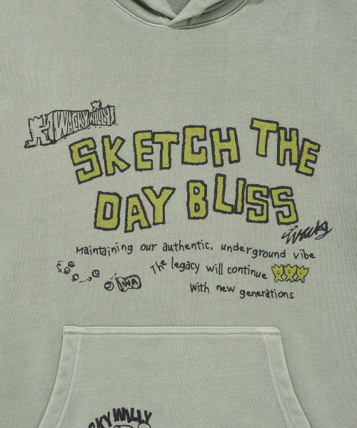 Dying typo Graphic Hooded Sweat Khaki