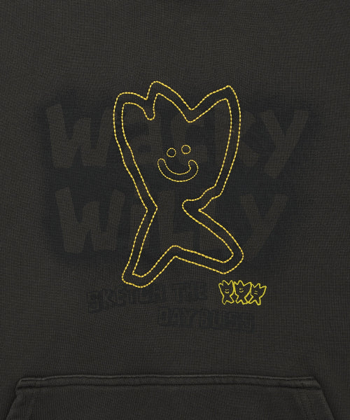 Kiki Pigment Graphic Hooded Sweat Charcoal