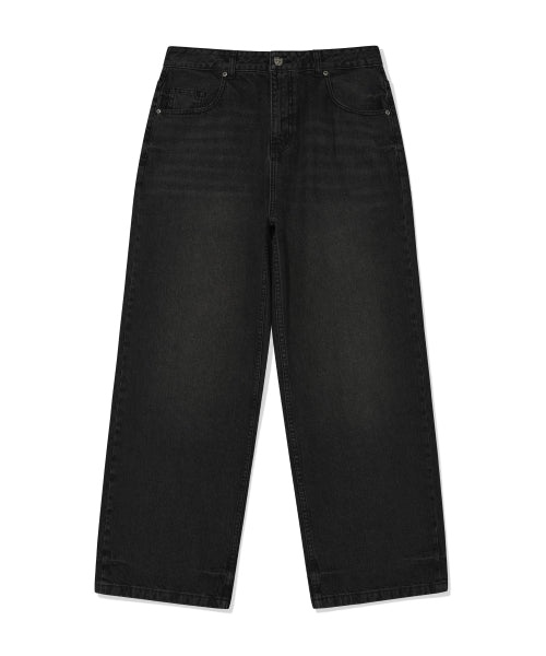 Basic wide denim pants black
