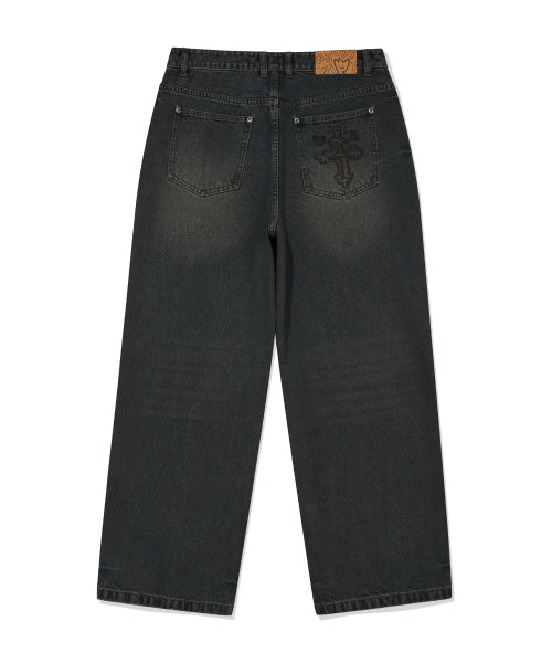 Basic wide denim pants indigo