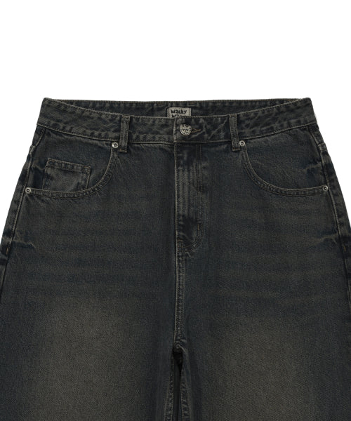 Basic wide denim pants indigo
