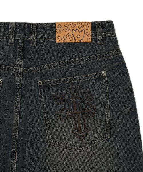 Basic wide denim pants indigo