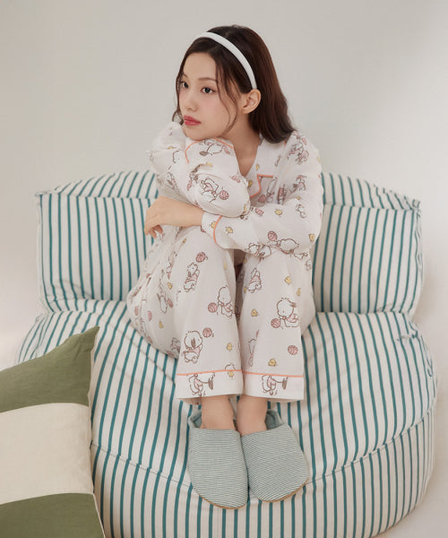 [Sanrio Characters] Sanrio Characters Nogon Nogon Long Sleeve Pajama (BEIGE)_SPPF49U02