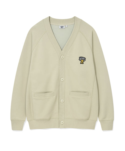 Kiki Logo V-neck Cardigan Light Khaki