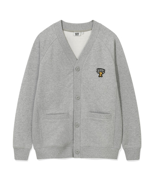 Kiki logo V-neck cardigan gray