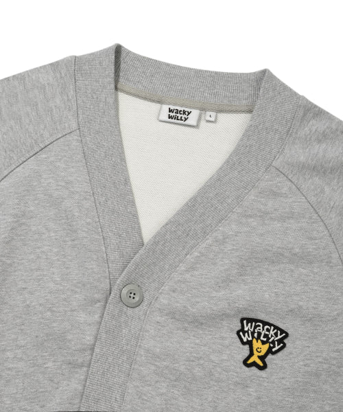 Kiki logo V-neck cardigan gray