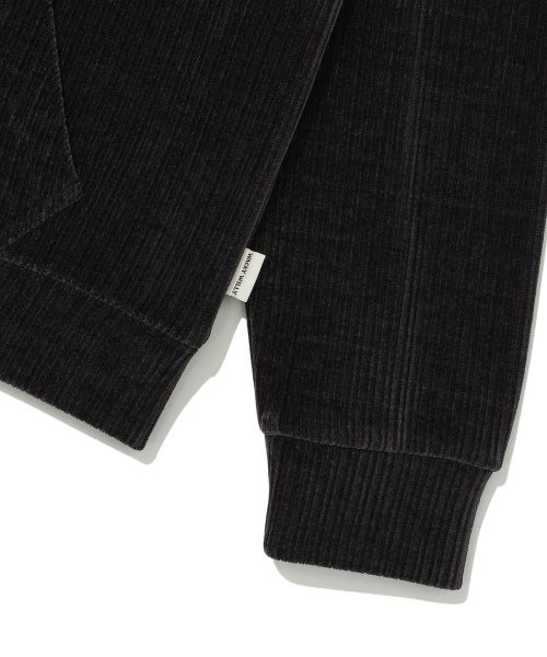 Women's Velvet Corduroy Cropped Hooded Zip-Up Charcoal