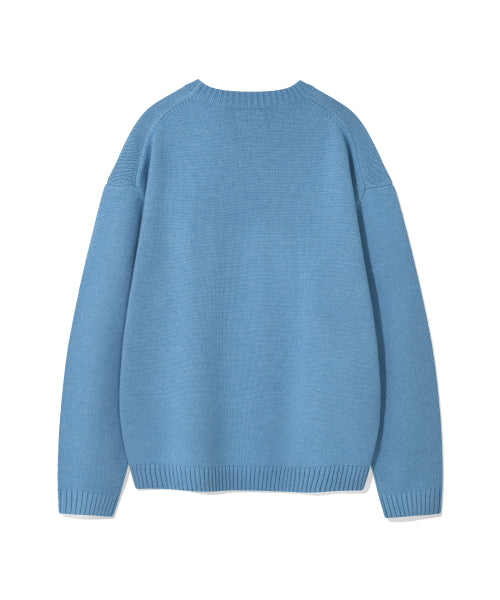 One Point Pullover Knit Blue