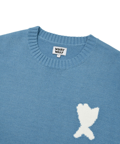 One Point Pullover Knit Blue