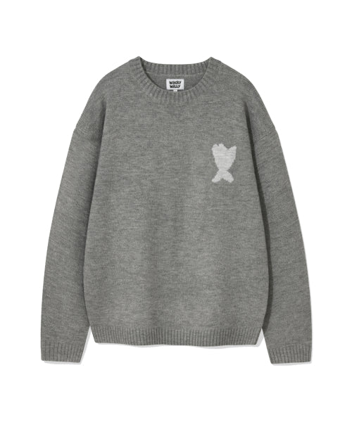 one point pullover knit gray