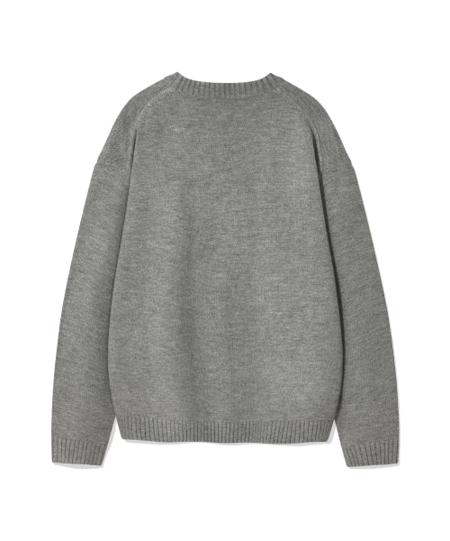 one point pullover knit gray