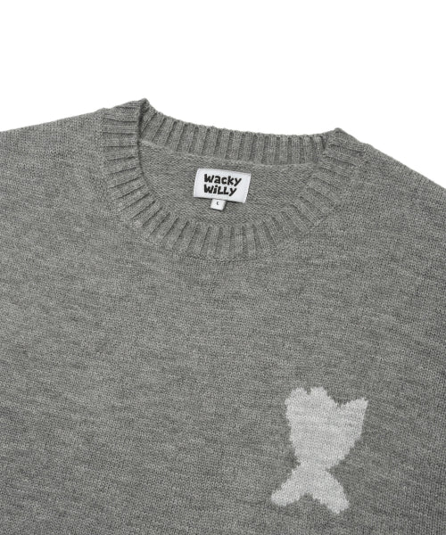one point pullover knit gray