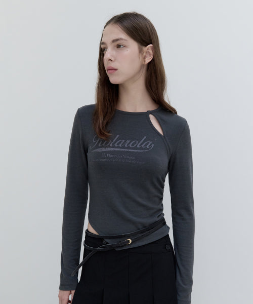 CUT OUT SLIM T-SHIRT CHARCOAL
