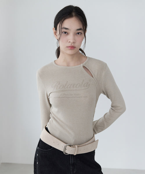 CUT OUT SLIM T-SHIRT BEIGE