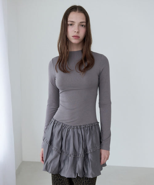 BALLOON JERSEY DRESS GRAY