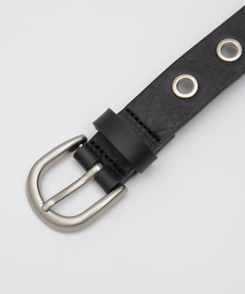 REAL LEATHER ANTIQUE EYELET BELT BLACK