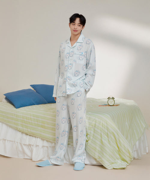 [Cute] Long-sleeved Pajama (BLUE)_SPPF49U05