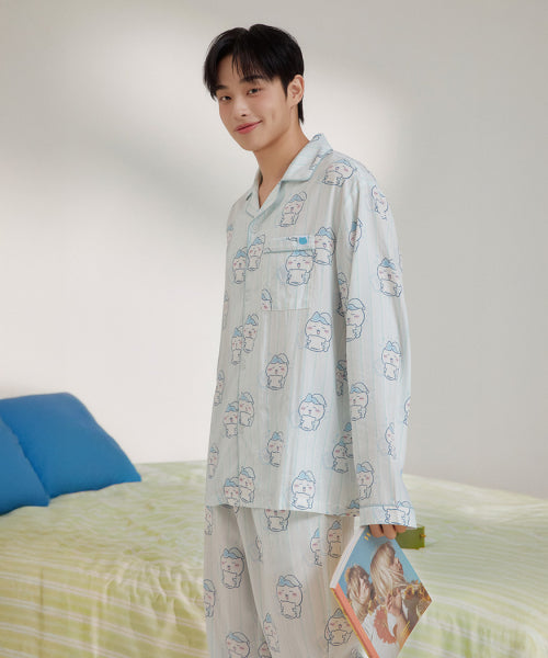 [Cute] Long-sleeved Pajama (BLUE)_SPPF49U05