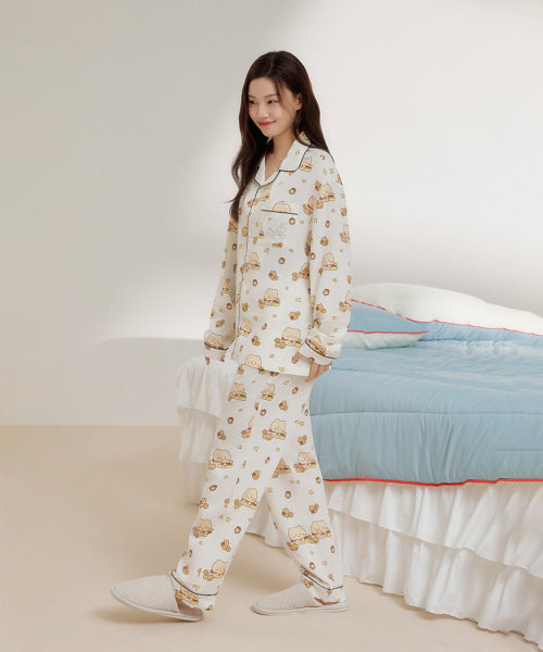 [Crushed Bear] Crumbled Long-Sleeved Pajamas (IVORY)_SPPPF49U03