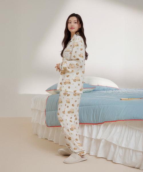 [Crushed Bear] Crumbled Long-Sleeved Pajamas (IVORY)_SPPPF49U03