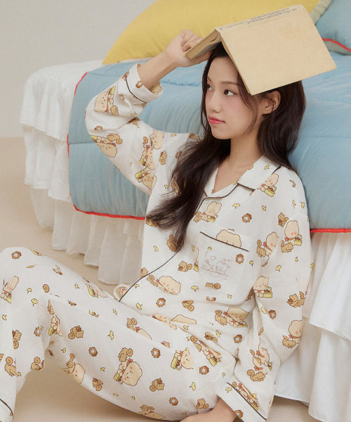 [Crushed Bear] Crumbled Long-Sleeved Pajamas (IVORY)_SPPPF49U03