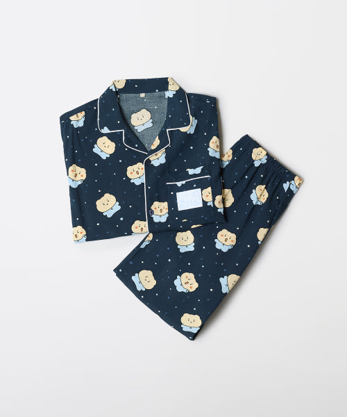 [Crushed Bear] Crumbled Long-Sleeved Pajamas (NAVY)_SPPF49U03