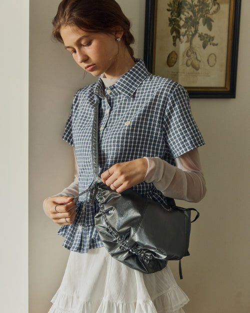 Nylon Shirring Half Moon Cross Bag FLOTFA3B11
