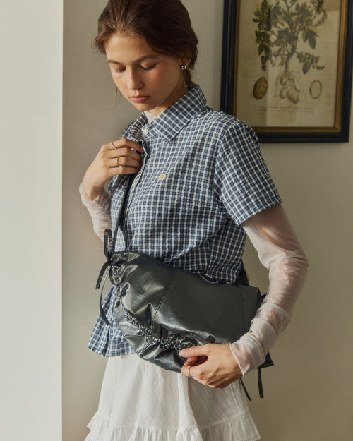 Nylon Shirring Half Moon Cross Bag FLOTFA3B11