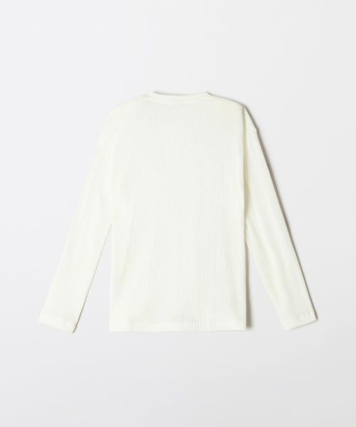 Waffle Henley neck long-sleeved T-shirt_SPLWF49C03
