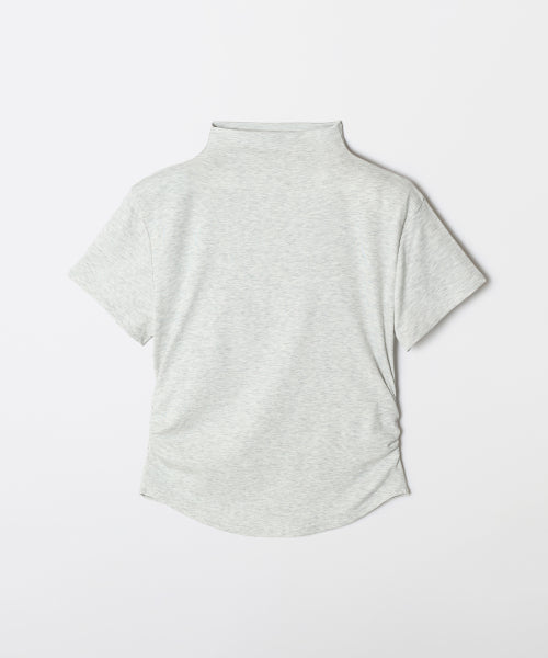 Mock neck shirring short-sleeved T-shirt_SPRWF49G01