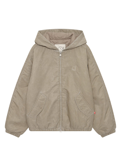 washed hoodie jacket - W_Beige