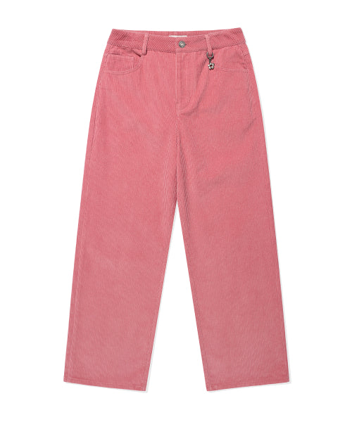 Women's corduroy semi-wide pants pink