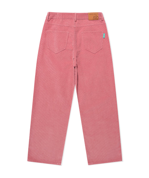 Women's corduroy semi-wide pants pink