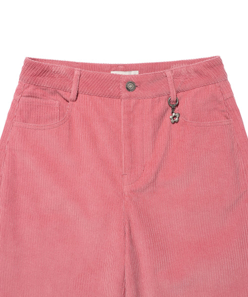 Women's corduroy semi-wide pants pink