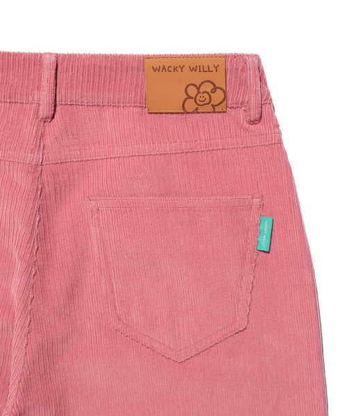 Women's corduroy semi-wide pants pink