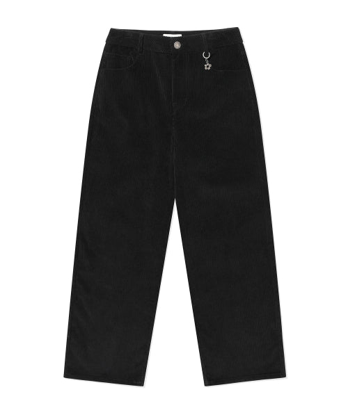 Women's corduroy semi-wide pants black