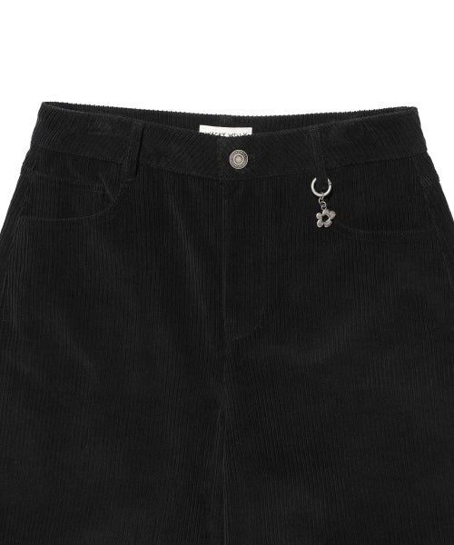 Women's corduroy semi-wide pants black