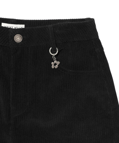 Women's corduroy semi-wide pants black