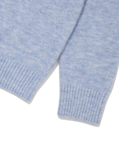 Women's Hairy Lettering Embroidery Pullover Sky Blue