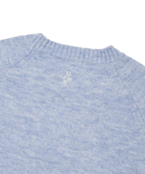 Women's Hairy Lettering Embroidery Pullover Sky Blue