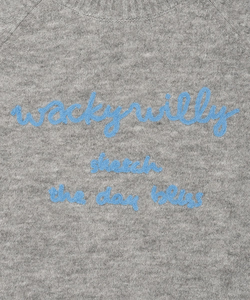 Women's Hairy Lettering Embroidery Pullover Gray
