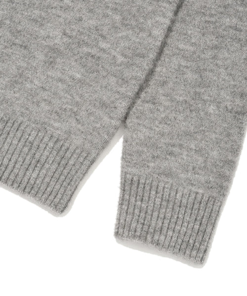 Women's Hairy Lettering Embroidery Pullover Gray